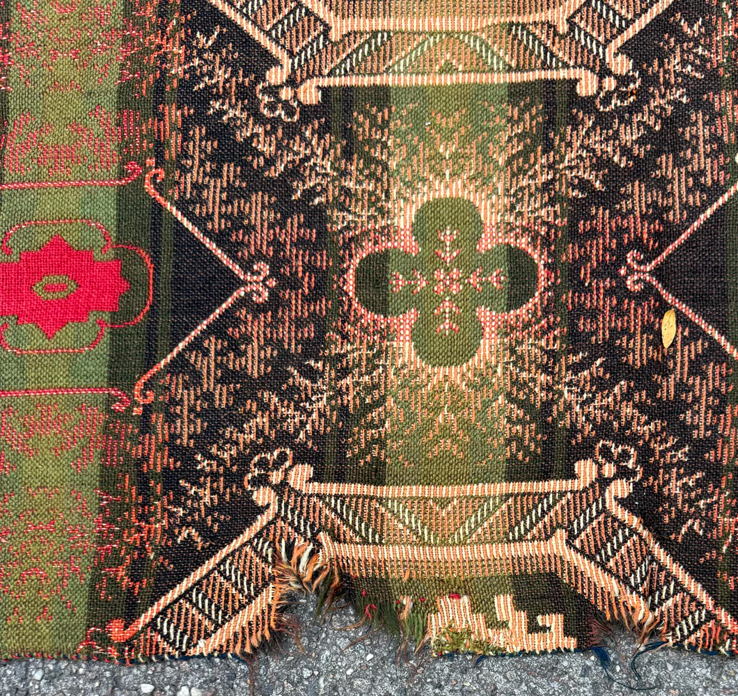 14' x 15' Antique American Loom Woven Wool Rug - Image 5
