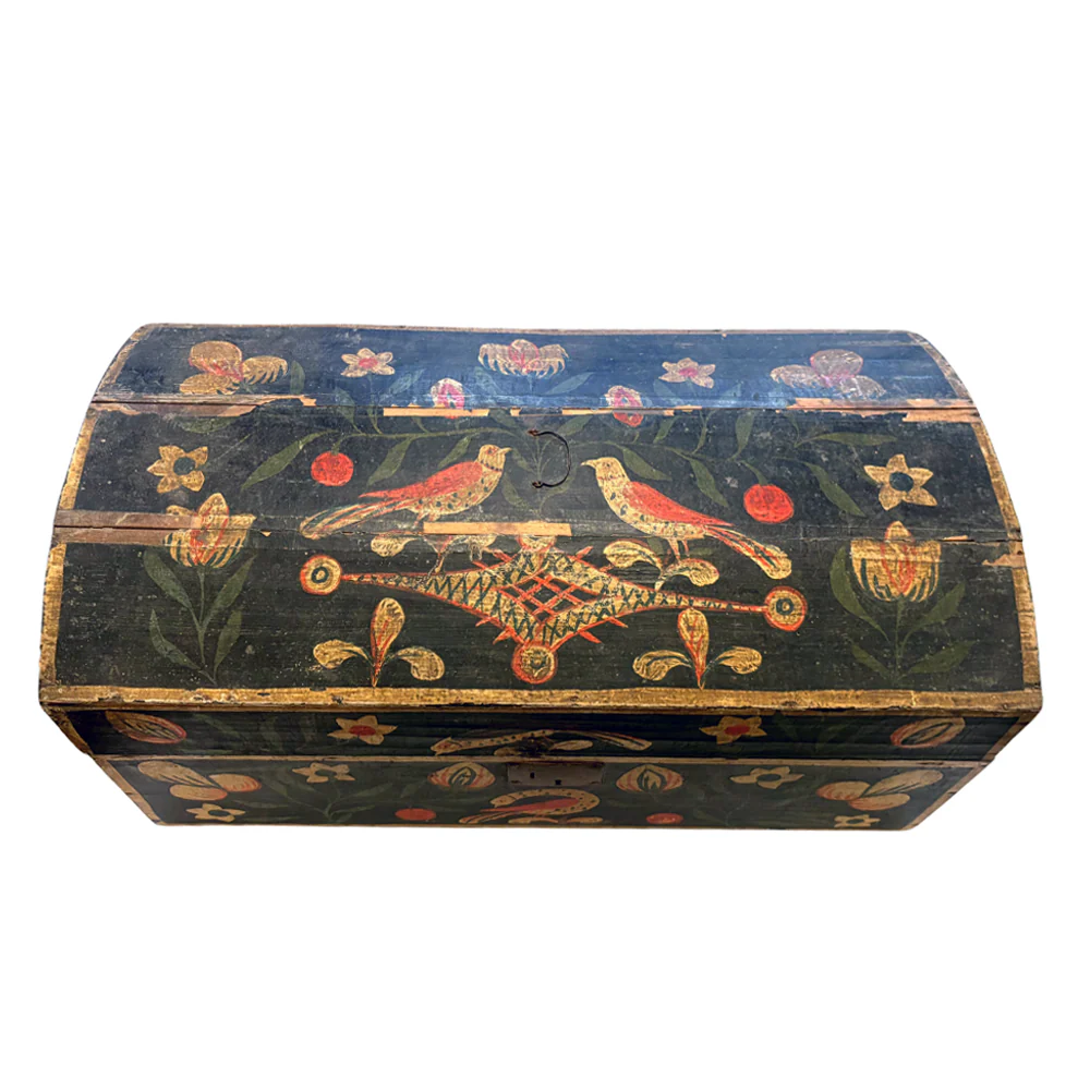 18th-century French Painted Trunk - Image 3