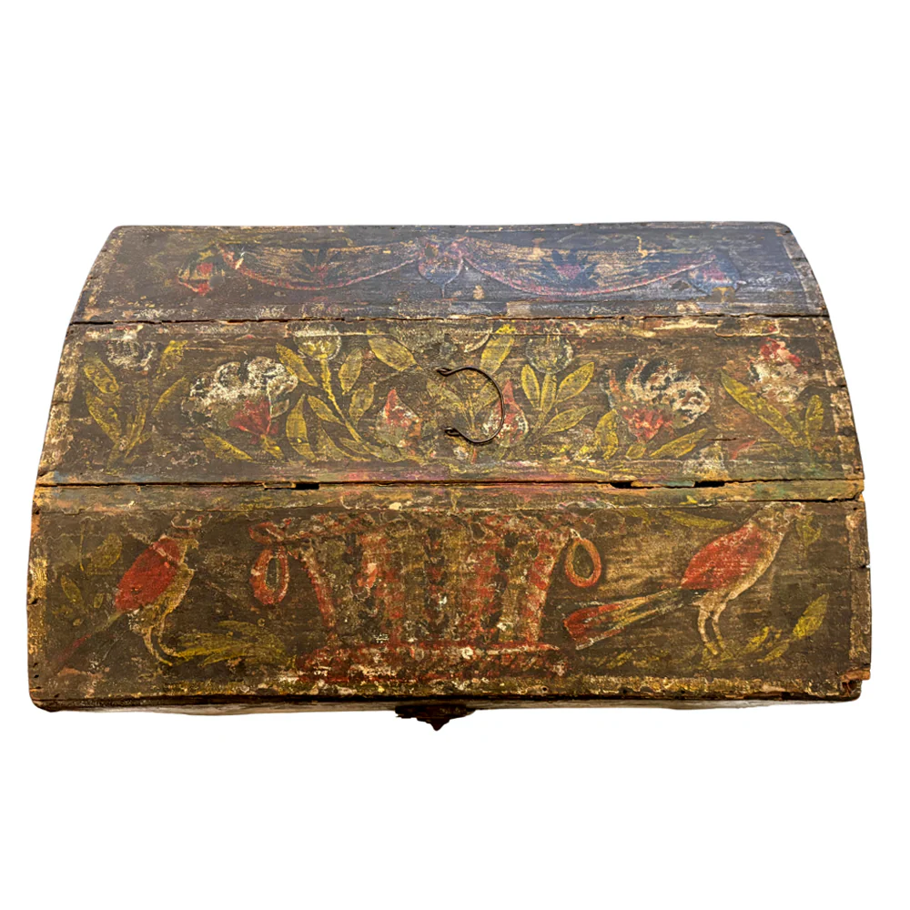 18th-century French Painted Trunk - Image 4