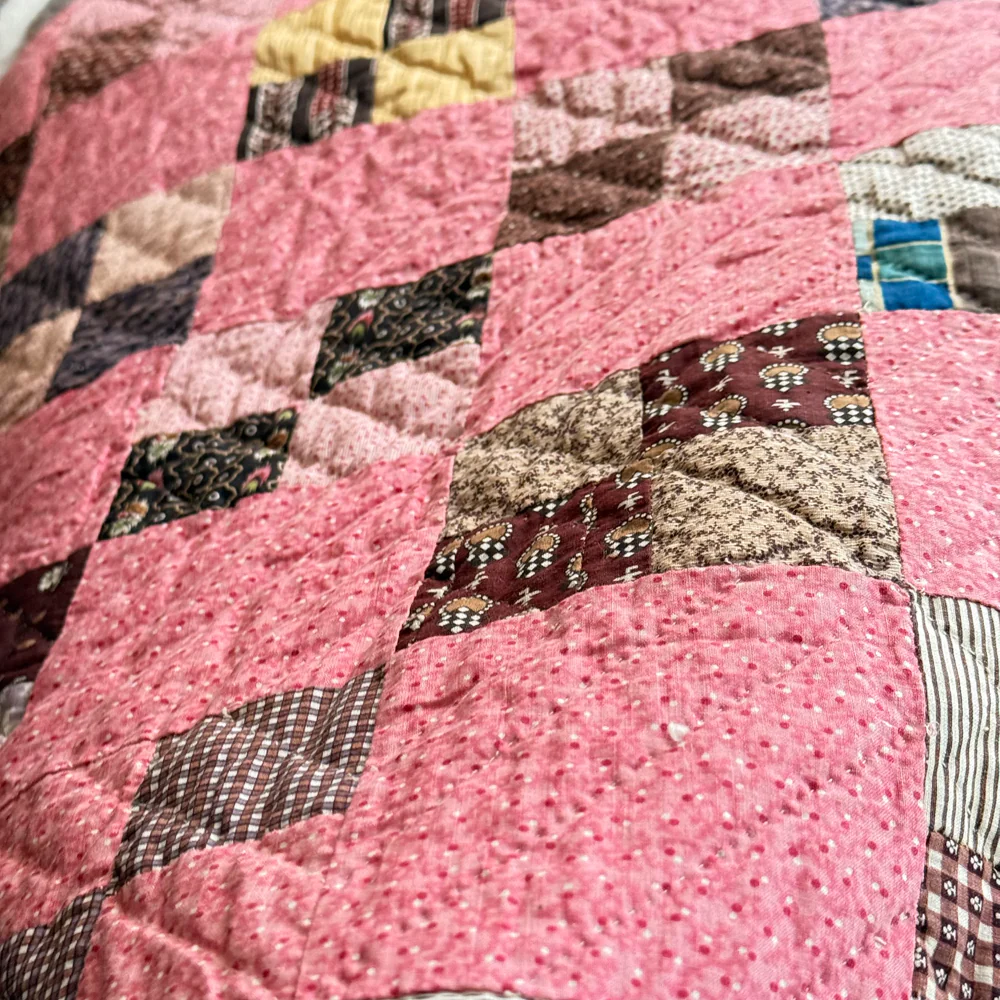 19th-century American Hand-Stitched Quilt #2 - Image 10