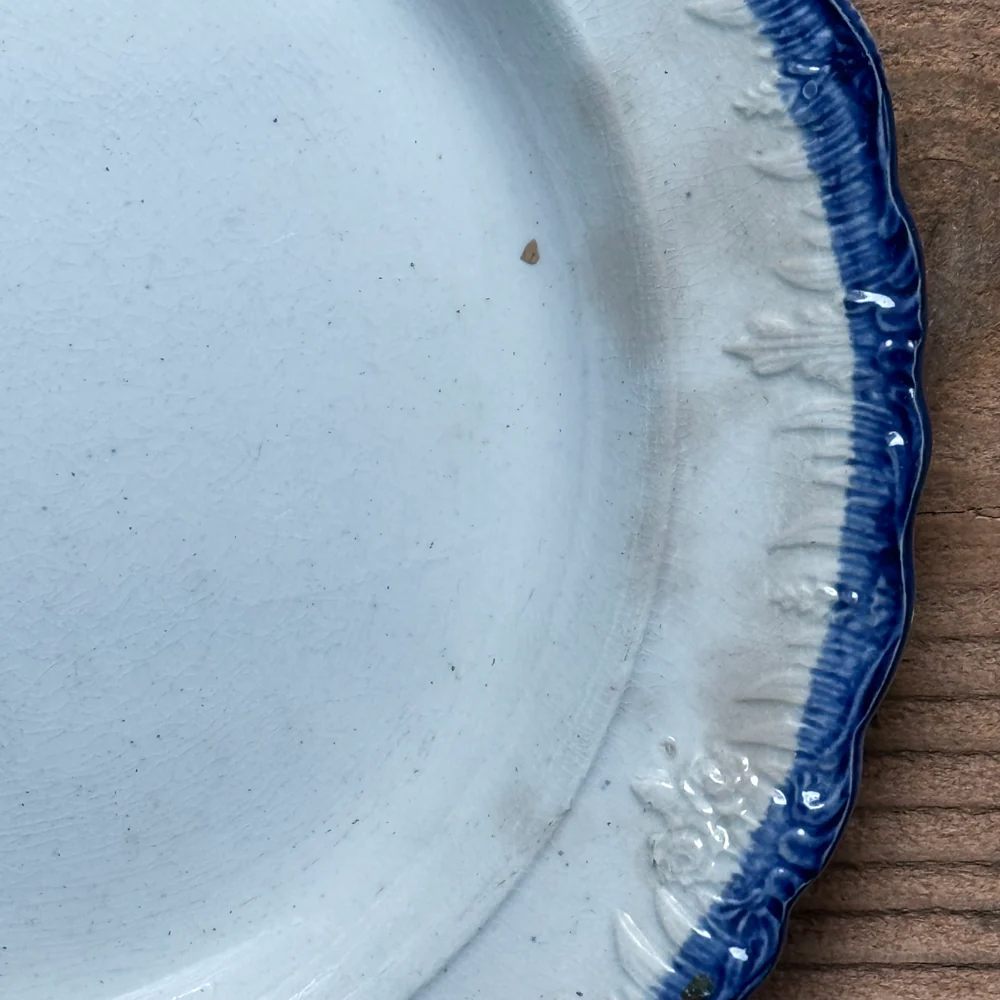 19th-century Blue Feather Edge Ironstone Plate (E) - Image 3