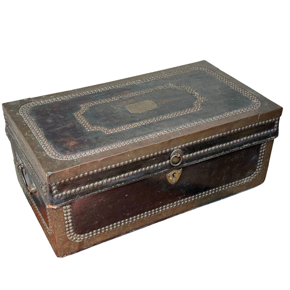19th-century China Trade Leather Camphor Chest (#2) - Image 2
