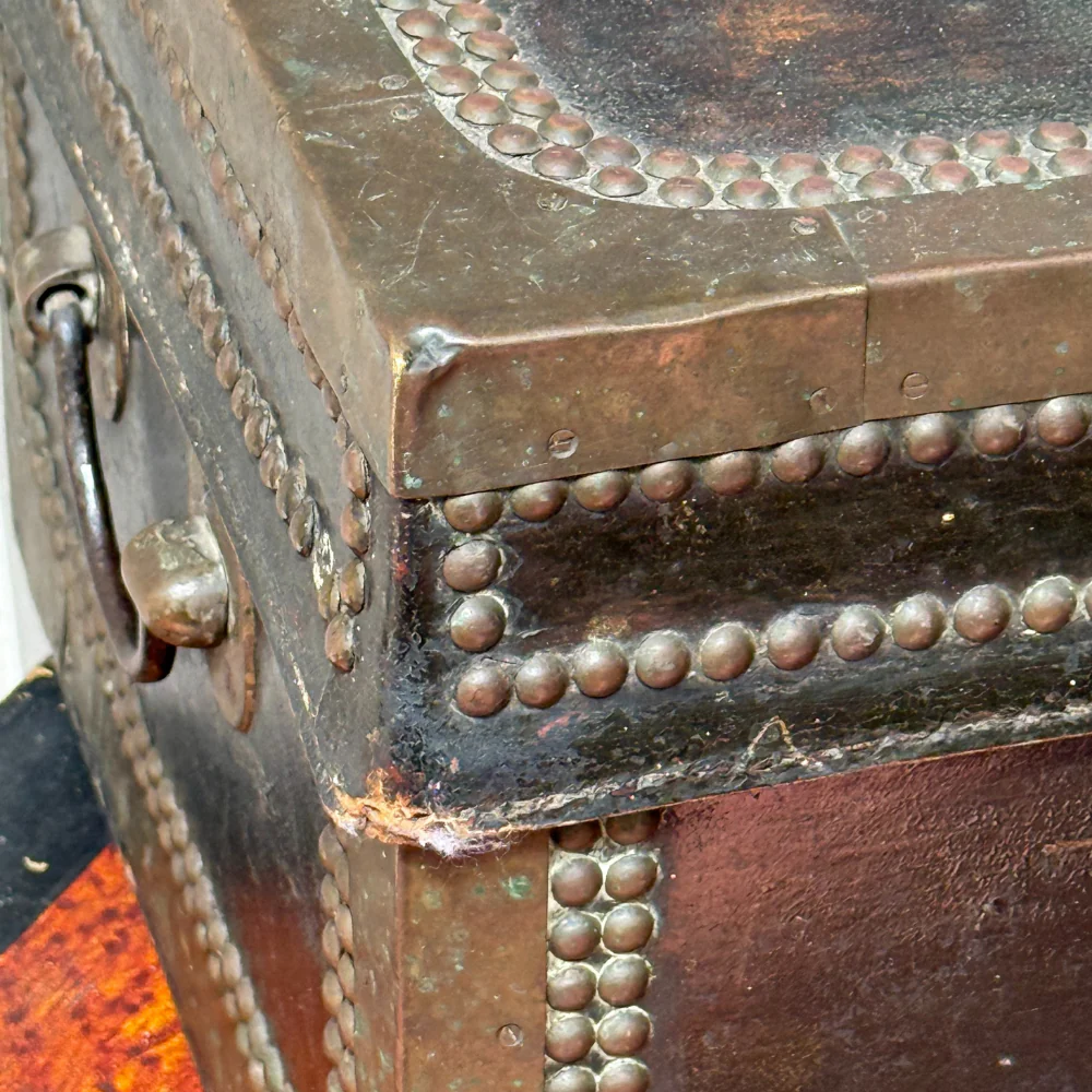 19th-century China Trade Leather Camphor Chest (#2) - Image 3