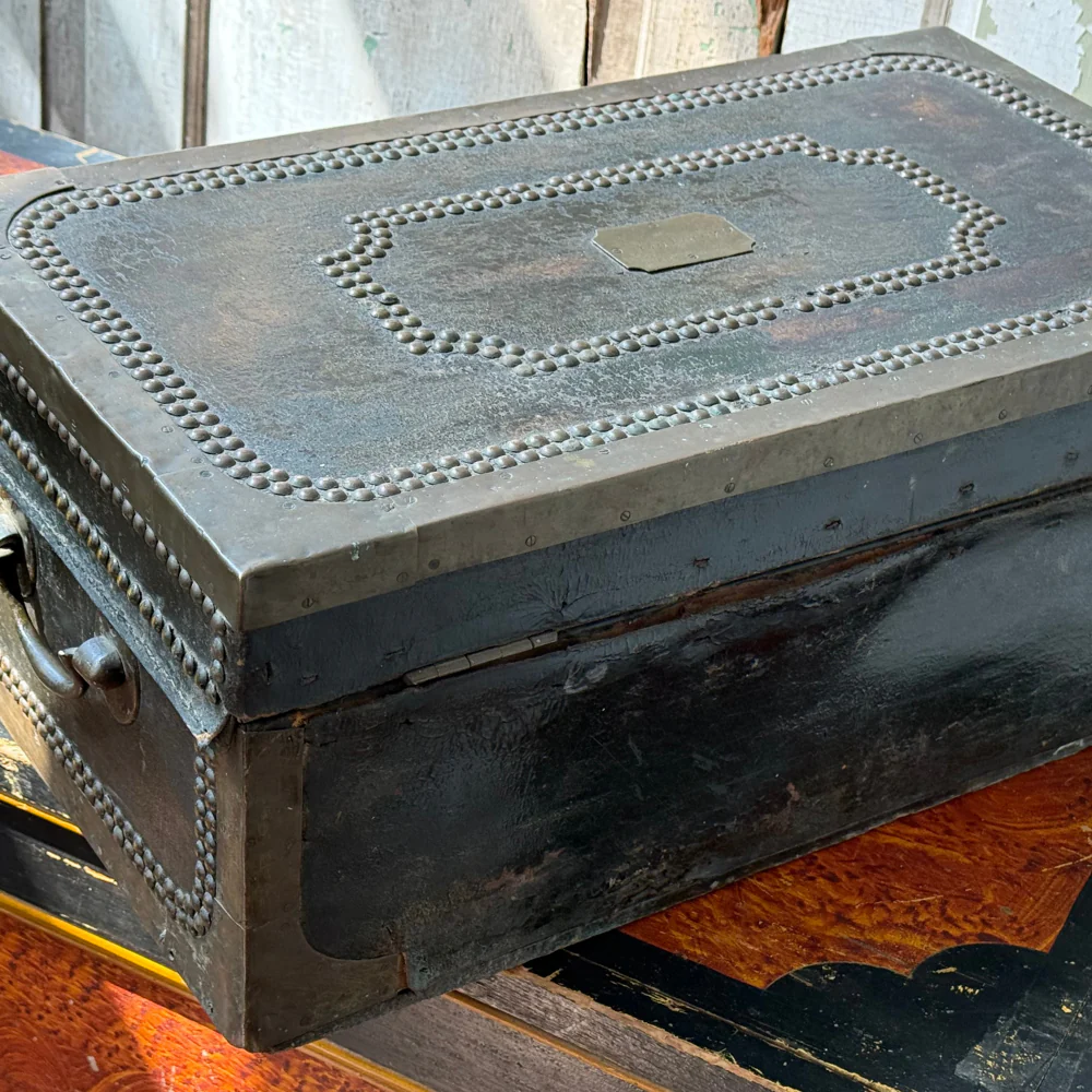 19th-century China Trade Leather Camphor Chest (#2) - Image 6