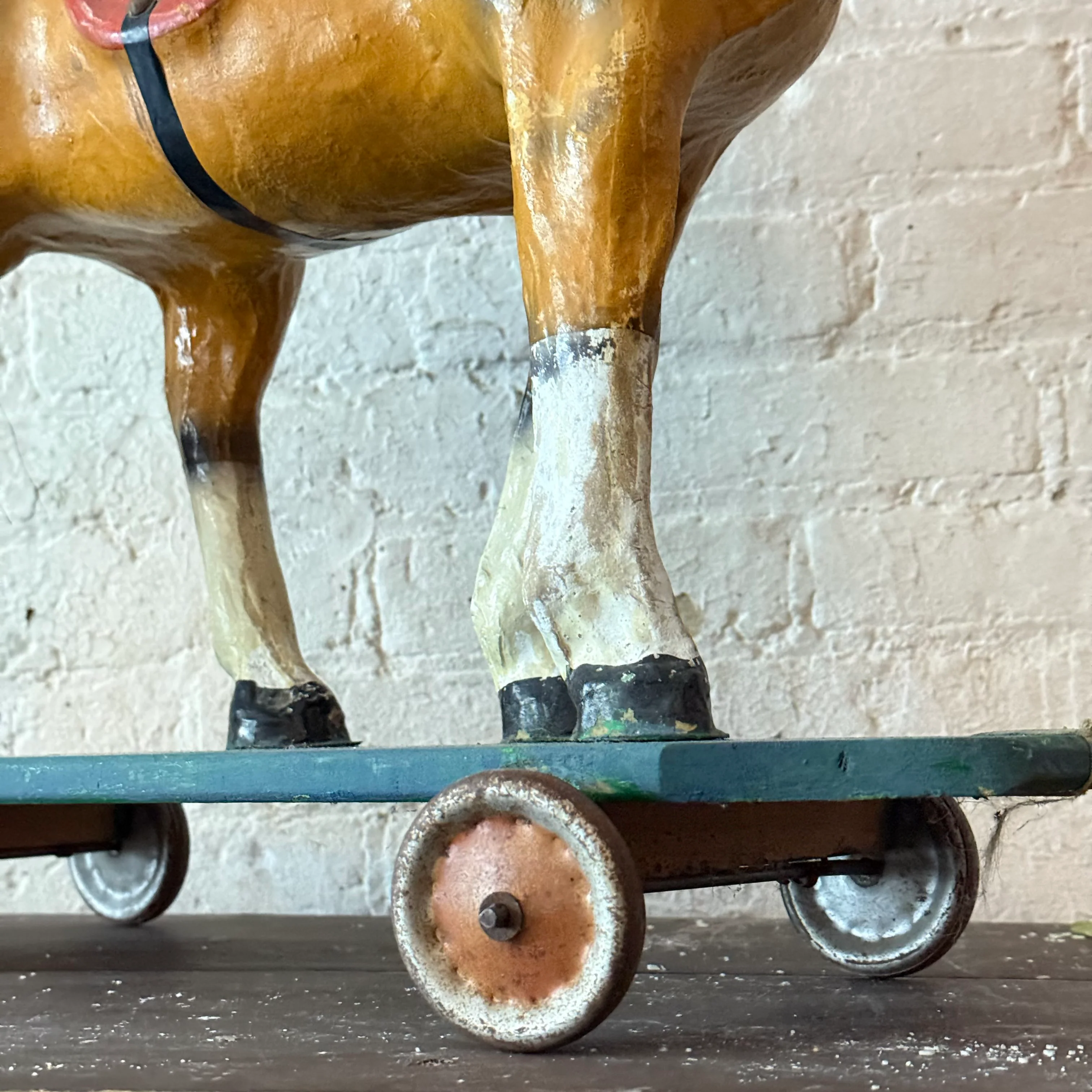 19th-century French Toy Horse on Wheels - Image 3