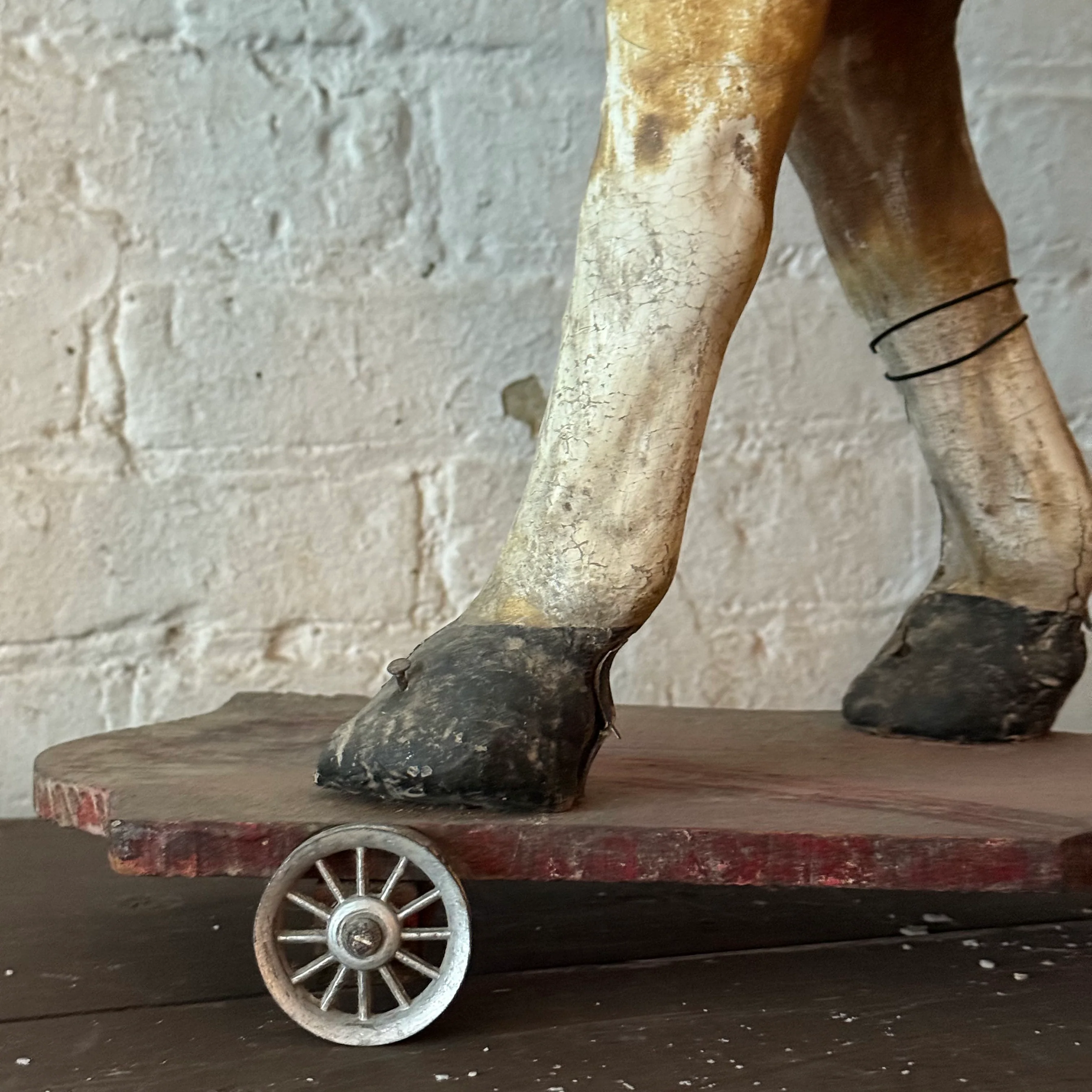 19th-century French Toy Horse on Wheels - Image 3