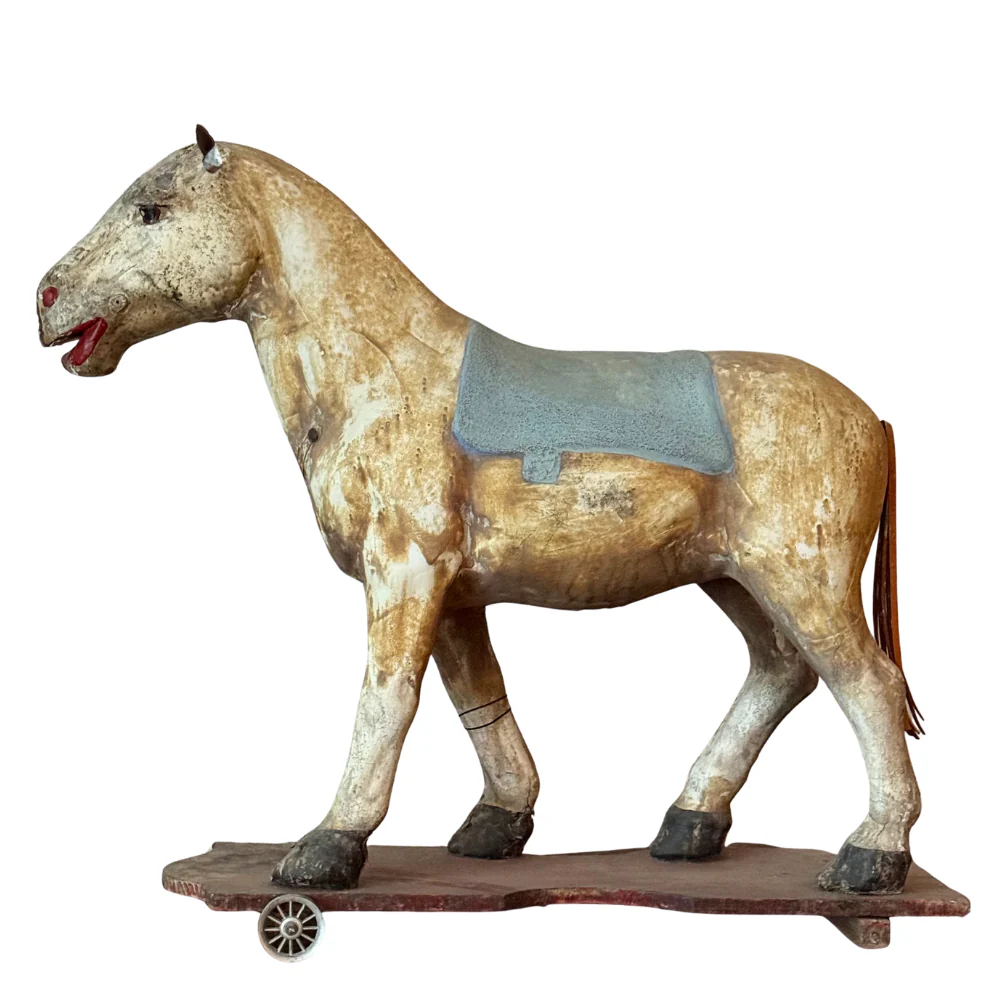 19th-century French Toy Horse on Wheels - Image 7