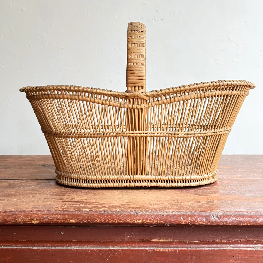 19th-century French Wicker Gathering Basket - Image 3