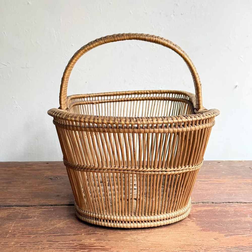 19th-century French Wicker Gathering Basket - Image 5