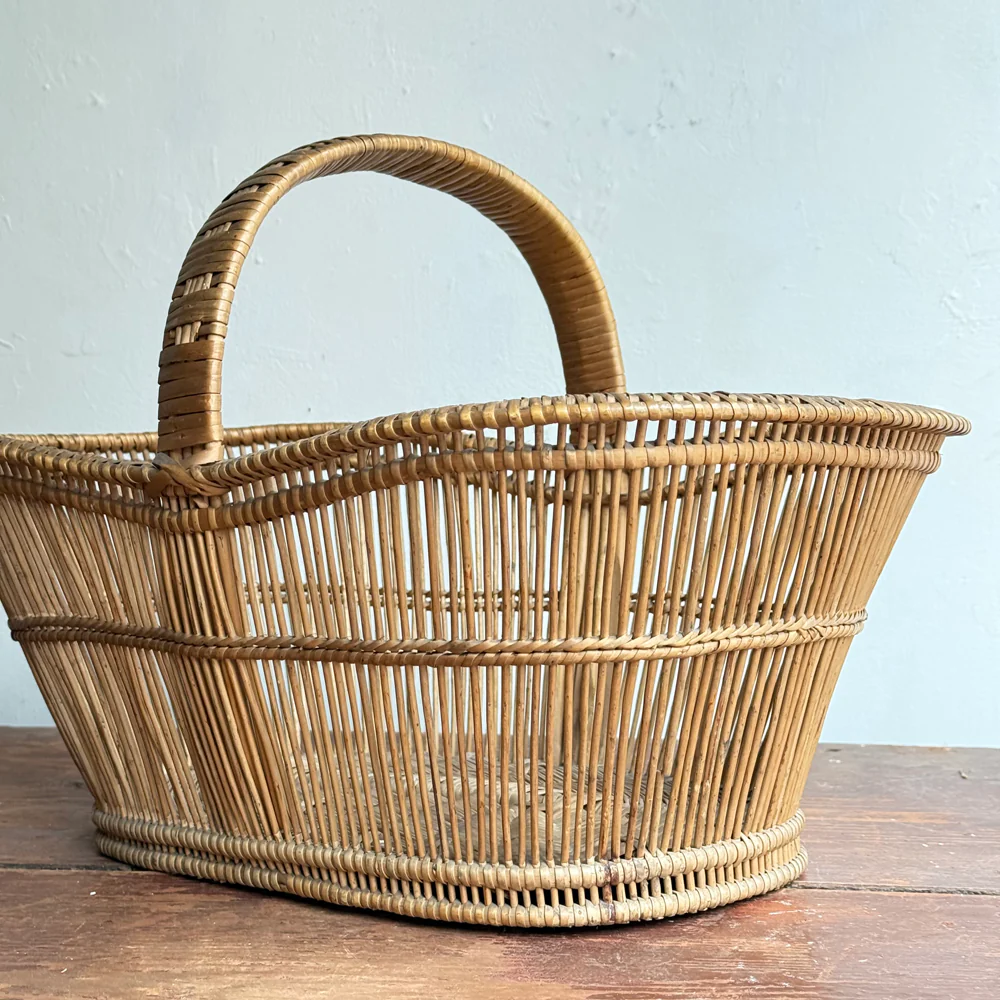 19th-century French Wicker Gathering Basket - Image 6