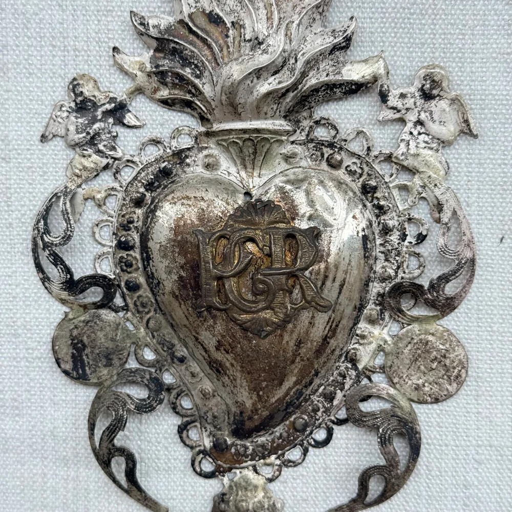 19th-century Italian Ex-Voto Sacred Silver Heart (No. 108) - Image 2