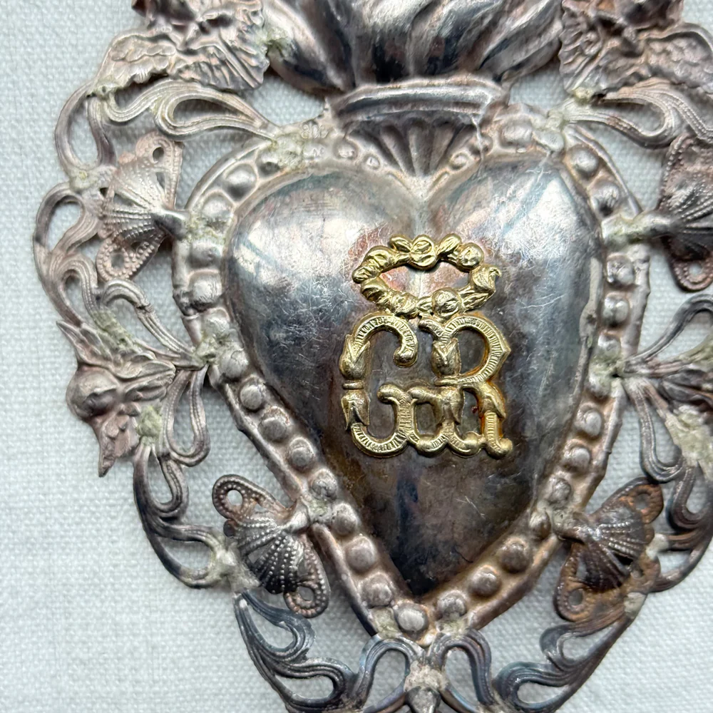 19th-century Italian Ex-Voto Sacred Silver Heart (No. 116) - Image 2