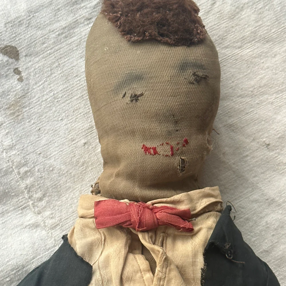 19th-century Male Doll with Embroidered Face - Image 8