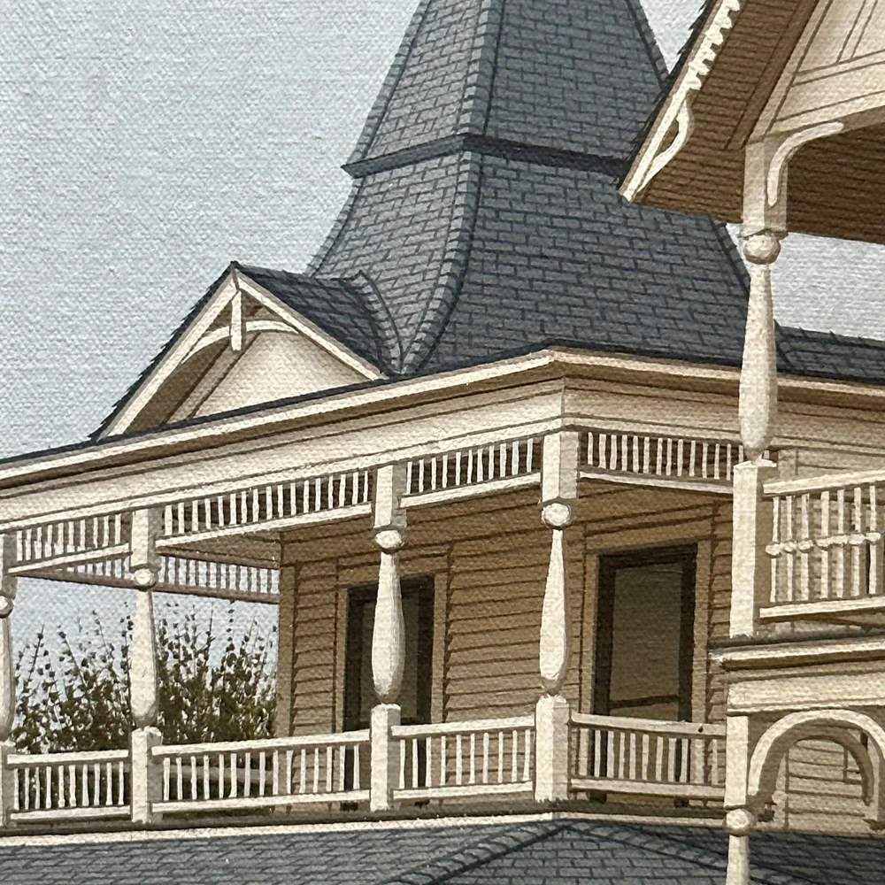 Contemporary Framed Victorian House Painting by Sue Wall - Image 3