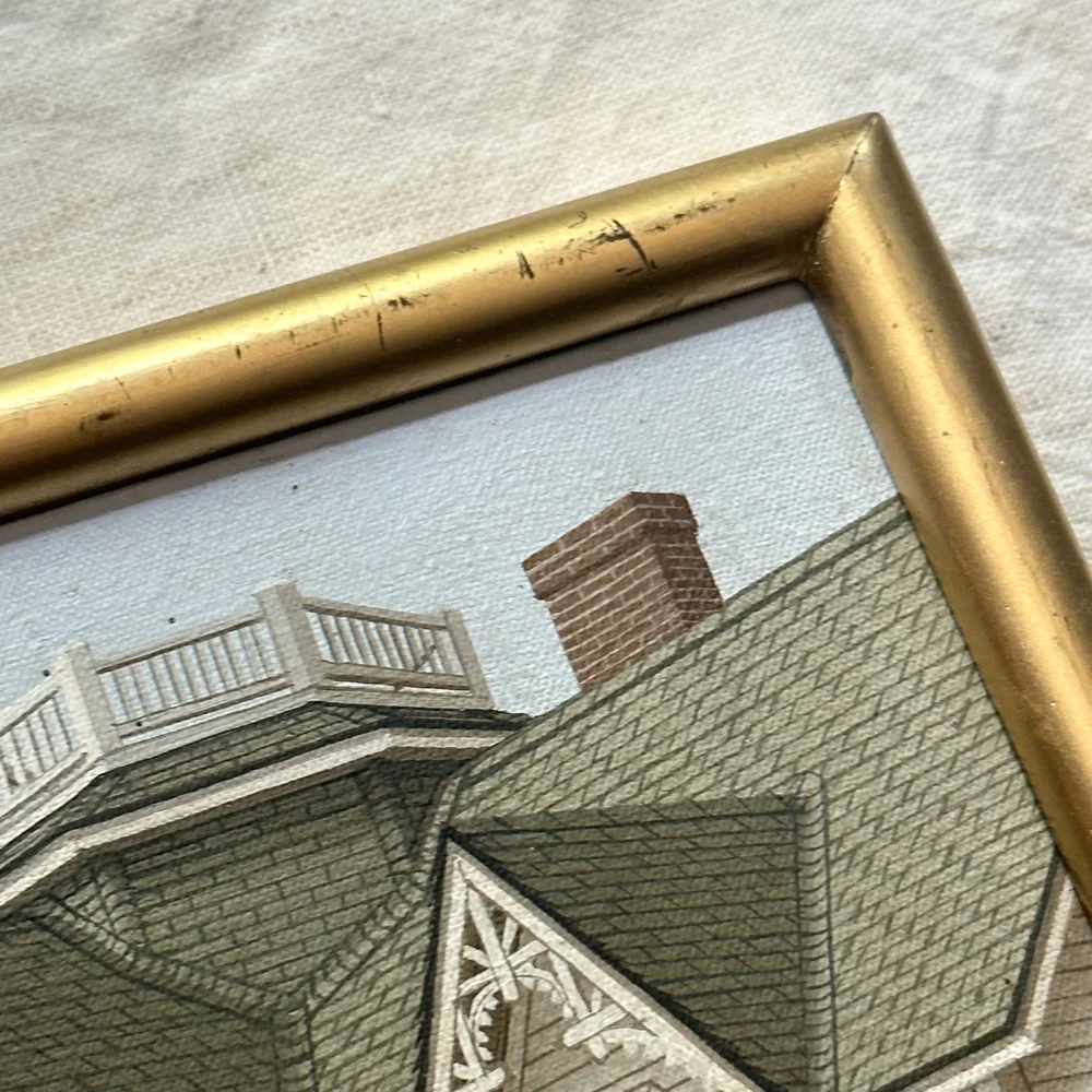 Contemporary Framed Victorian House Painting by Sue Wall - Image 4
