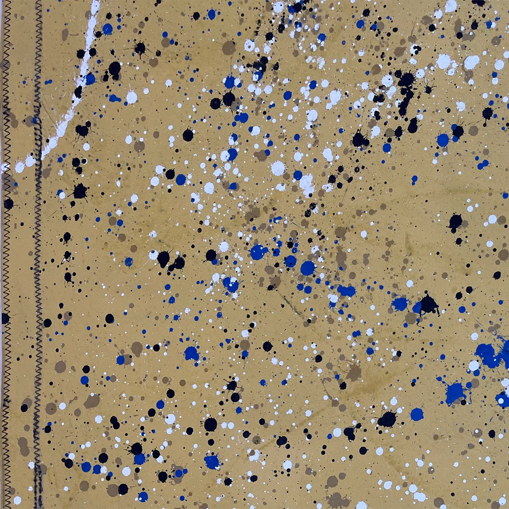 2'11" x 7'11" Black Point Mercantile Splatter Painted Canvas Mat #33 - Image 3