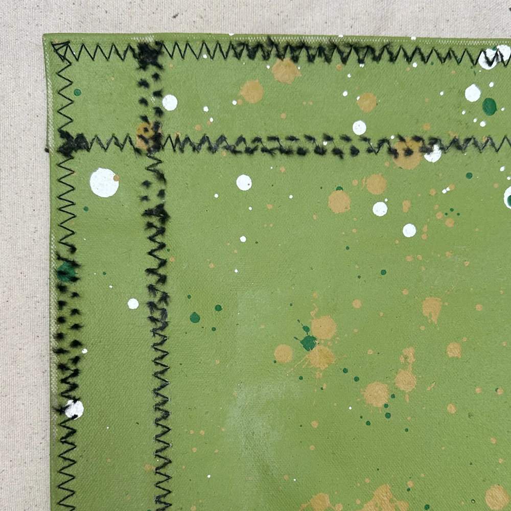 5' 7.5" x 9' Black Point Mercantile Splatter Painted Canvas Mat #25 - Image 3
