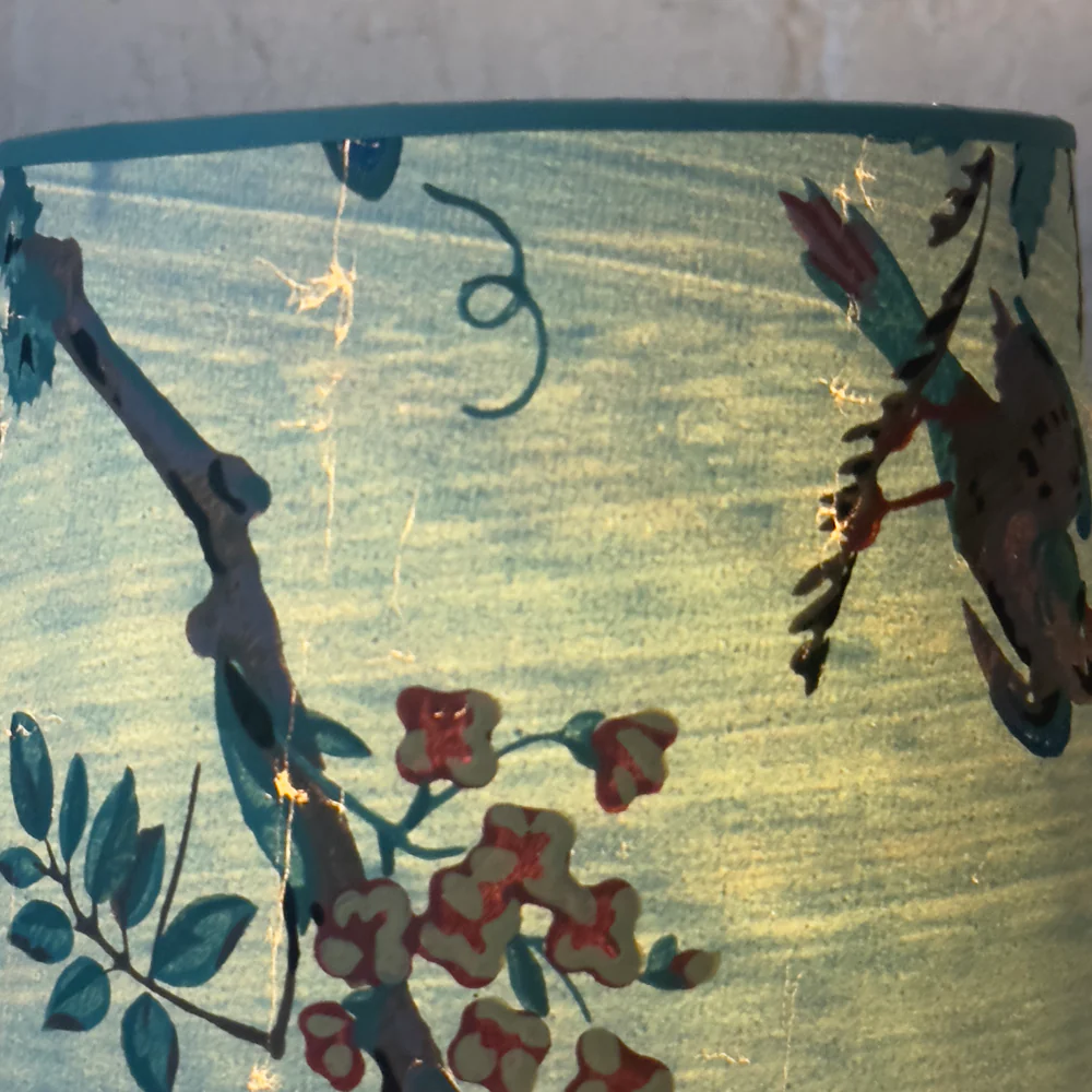 6.5" H Antique French Paper Custom Drum Lampshade Pair #A19 - Image 8