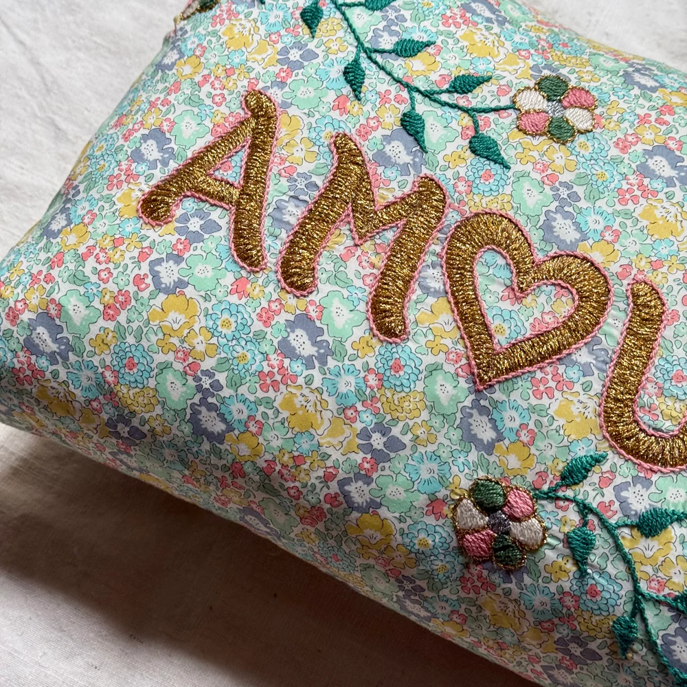 "Amour" Embroidered Cushion (CS 09-01) - Image 2