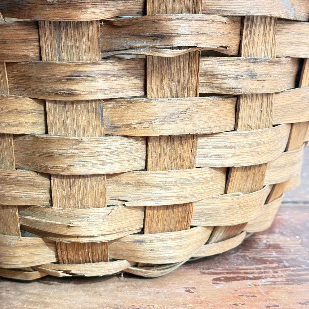 Antique American Hand-Woven Splint Ash Basket - Image 2