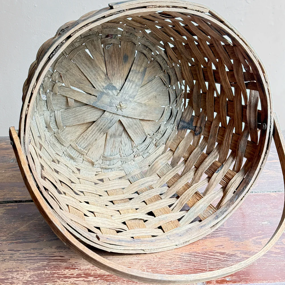 Antique American Hand-Woven Splint Ash Basket - Image 3