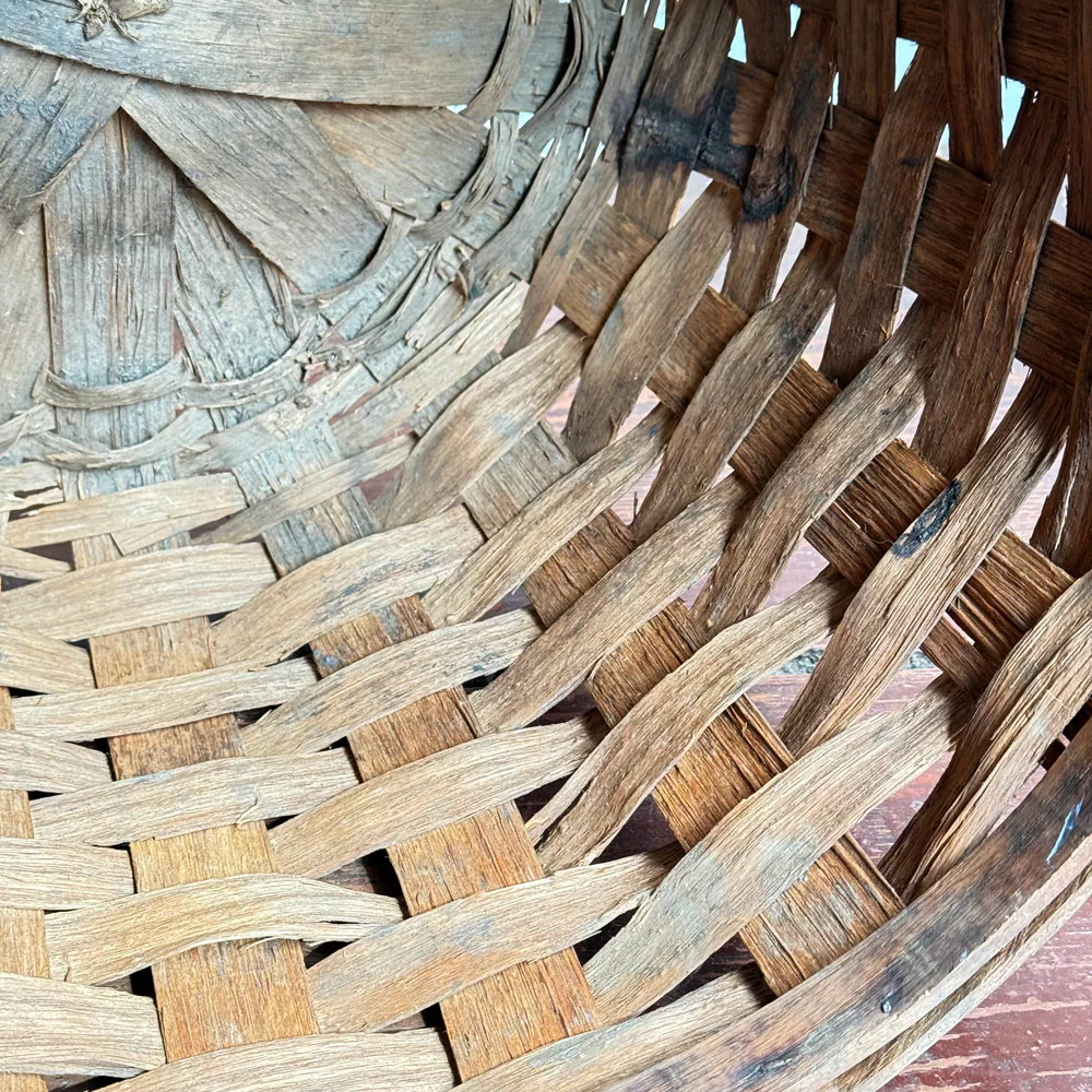 Antique American Hand-Woven Splint Ash Basket - Image 4
