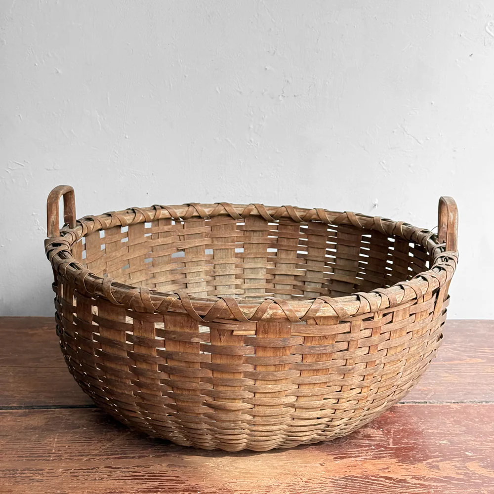 19th-century American Hand-Woven Splint Basket - Image 2