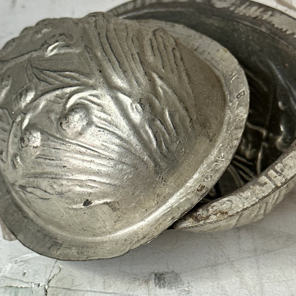 Antique Chocolate Decorated Egg Tin Mold (#64) - Image 3