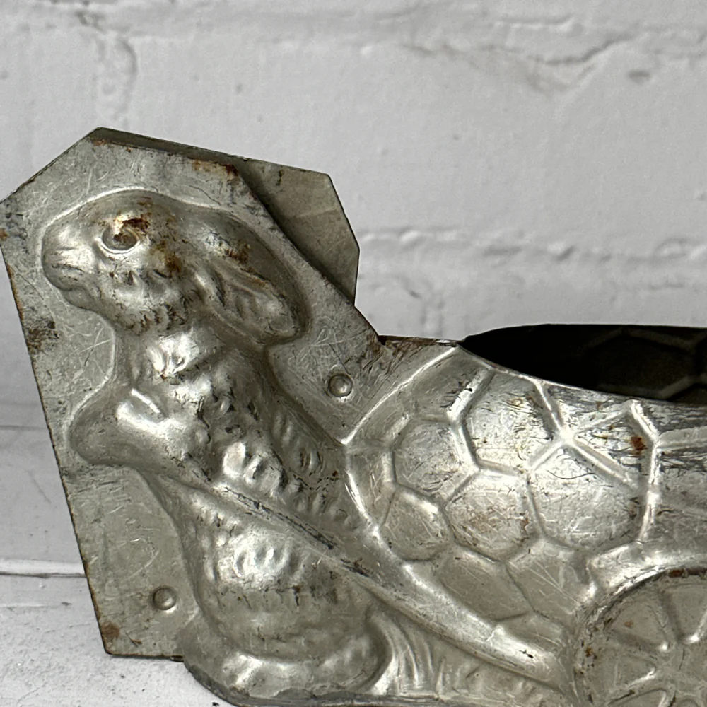 Antique Chocolate Rabbit with Egg Wagon Tin Mold (#26) - Image 2