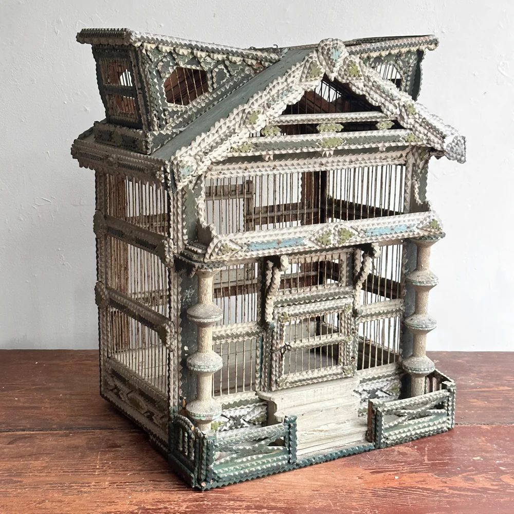 Antique Folk Art Painted Bird House - Image 2