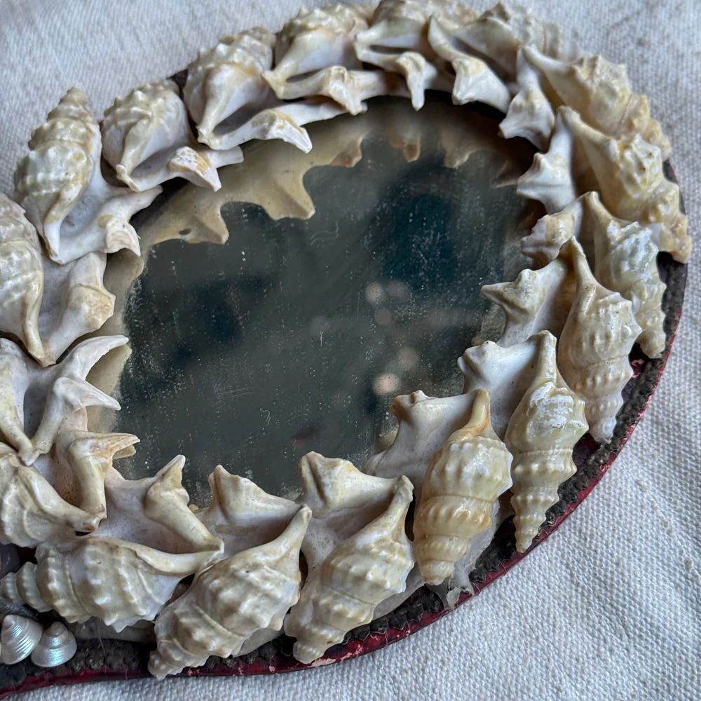 Antique Victorian Shell Work Hand Mirror - Image 2
