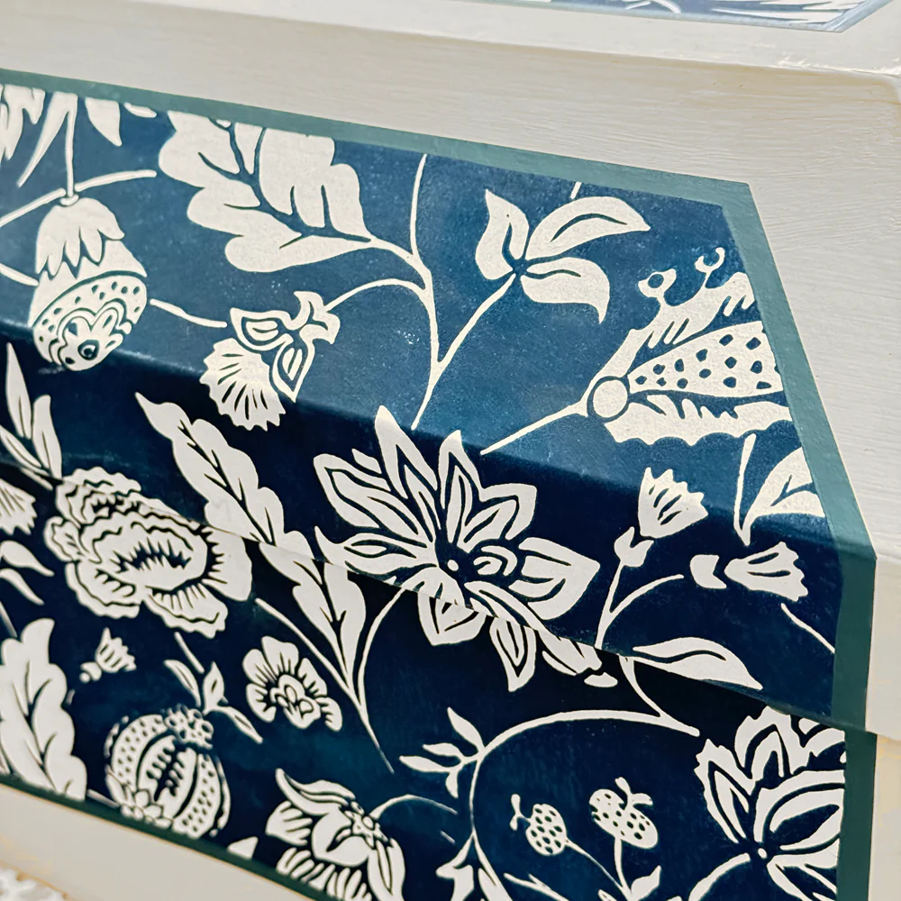 Antoinette Poisson Large Wedding Box in Indienne Indigo" No. 30C - Image 7