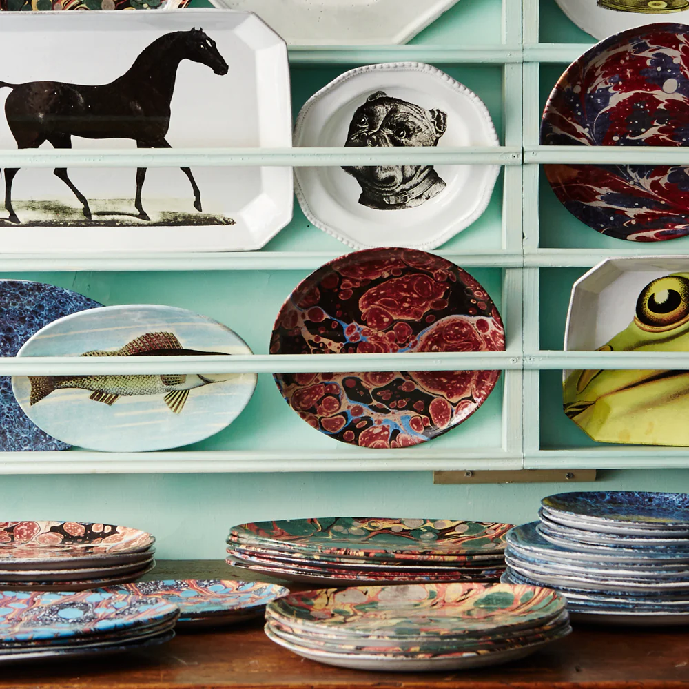 Black Blue & Red Marble Dessert Plate - Image 2