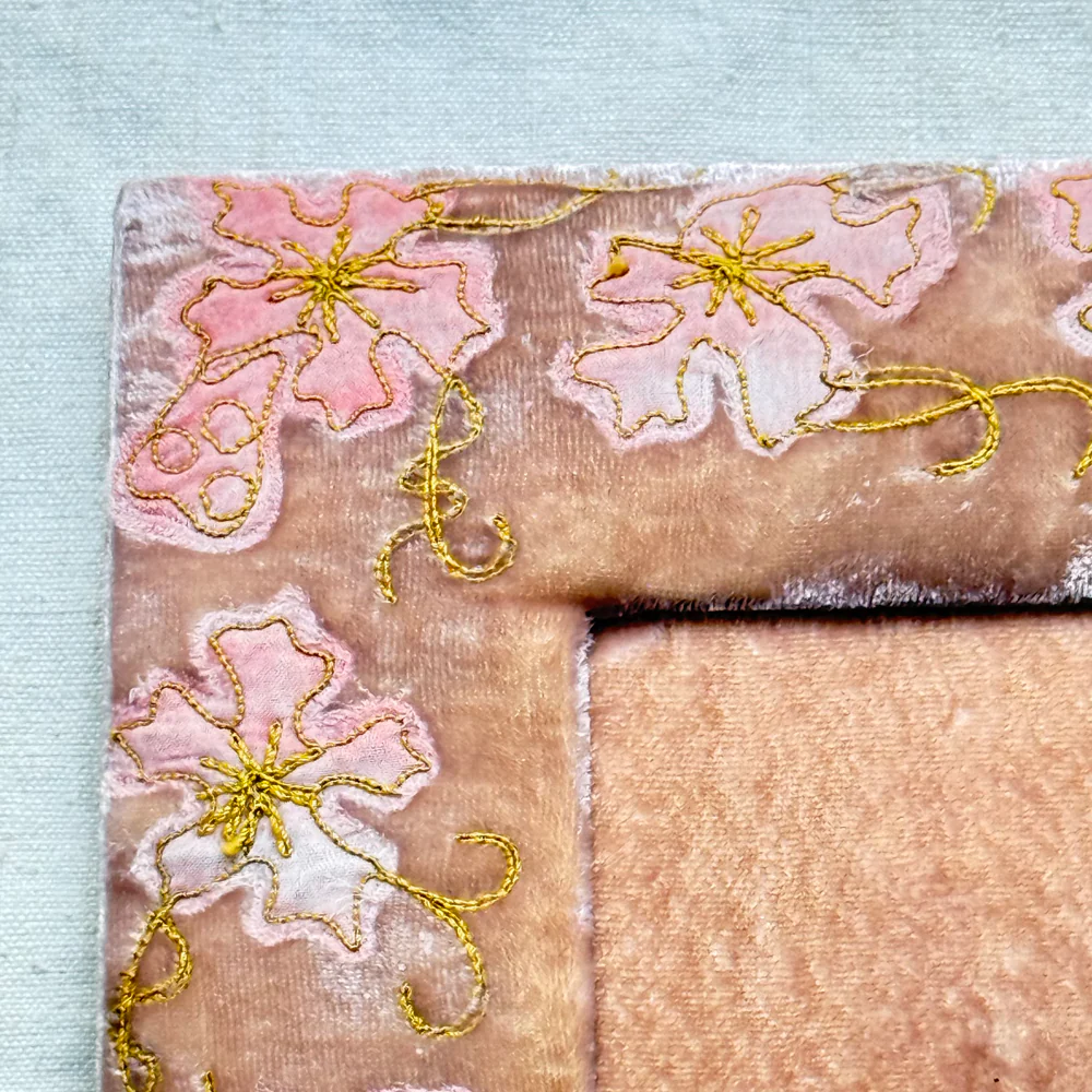 Azura Silk Velvet Embroidered Tabletop Frame in Pink Quartz - Image 3