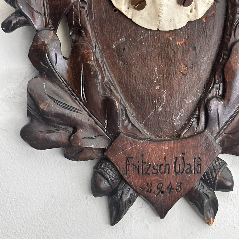 Black Forest Antlers on Carved Plaque (#551) - Image 3