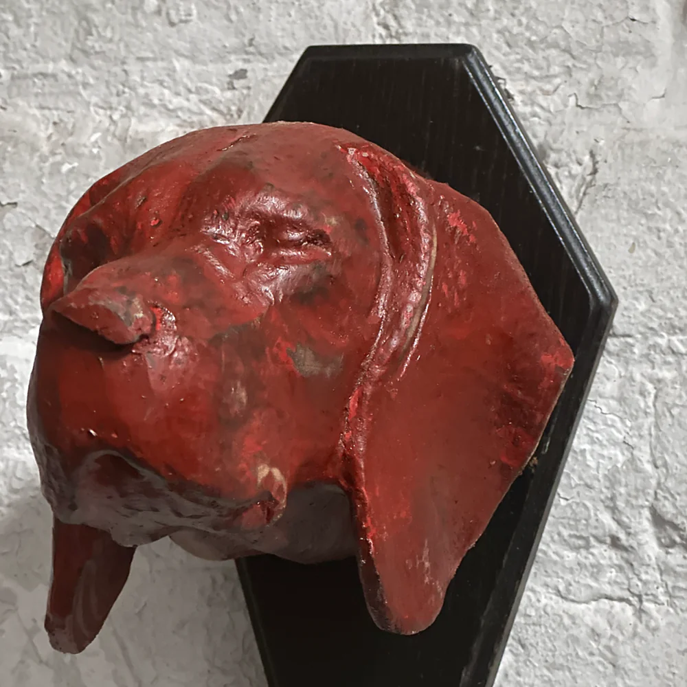Black Forest Carved Red Dog Head (D51) - Image 3
