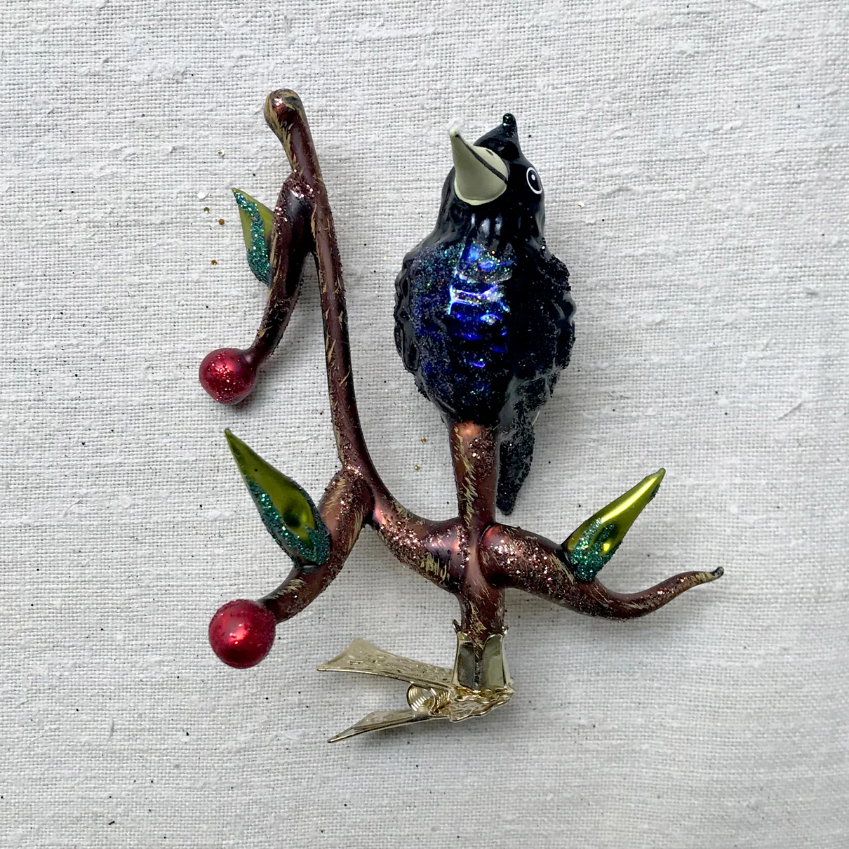 Bird on Cherry Branch Clip-On Ornament - Image 2