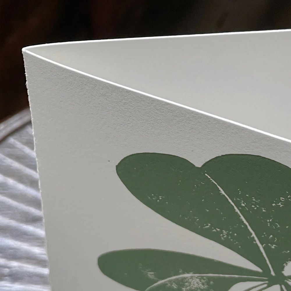 Block Printed Clover with Bow Folded Card - Image 3