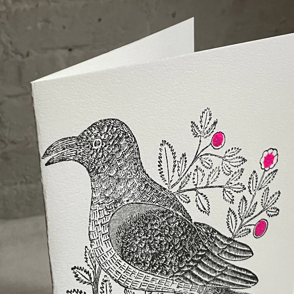 Block Printed Garden Bird Folded Card - Image 3