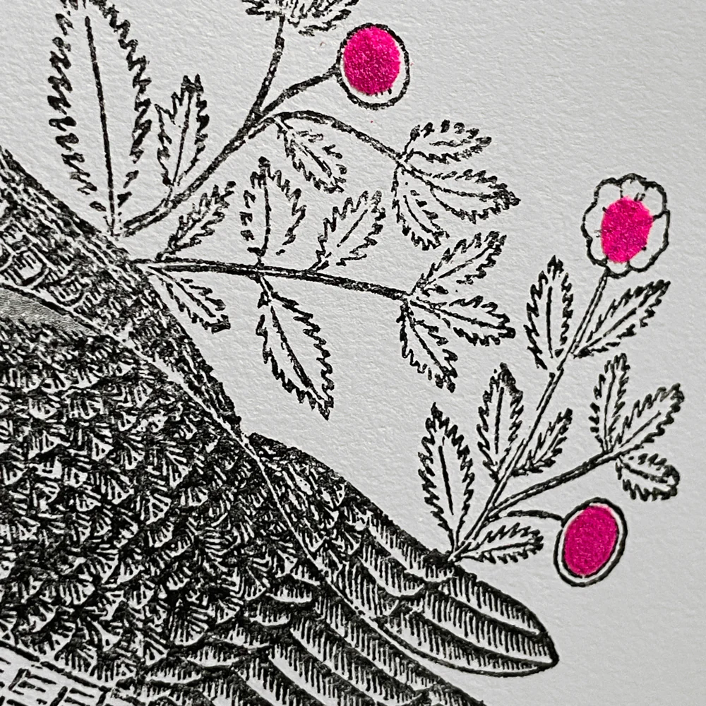 Block Printed Garden Bird Folded Card - Image 4