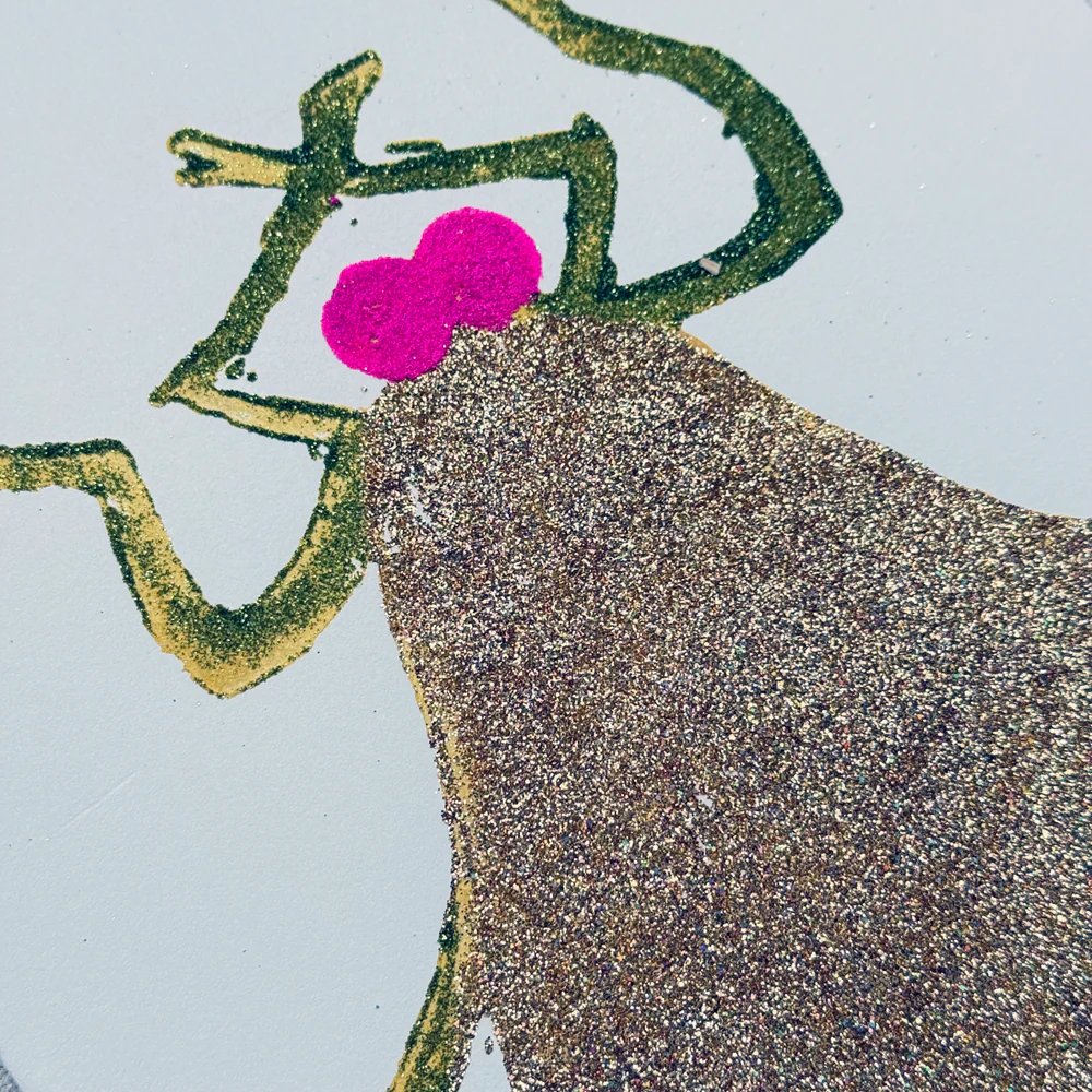 Block Printed Gold and Pink Fly Folded Card - Image 2