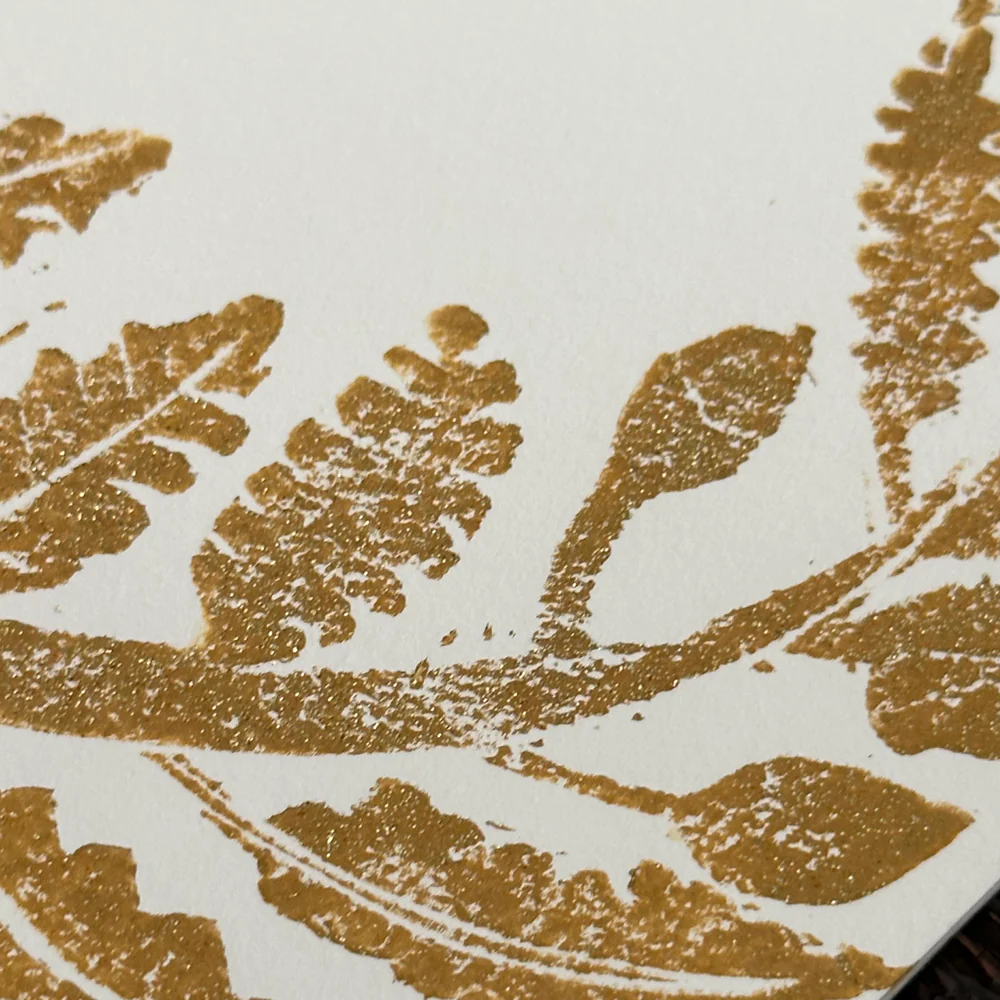 Block Printed Gold Leaves Folded Card - Image 2