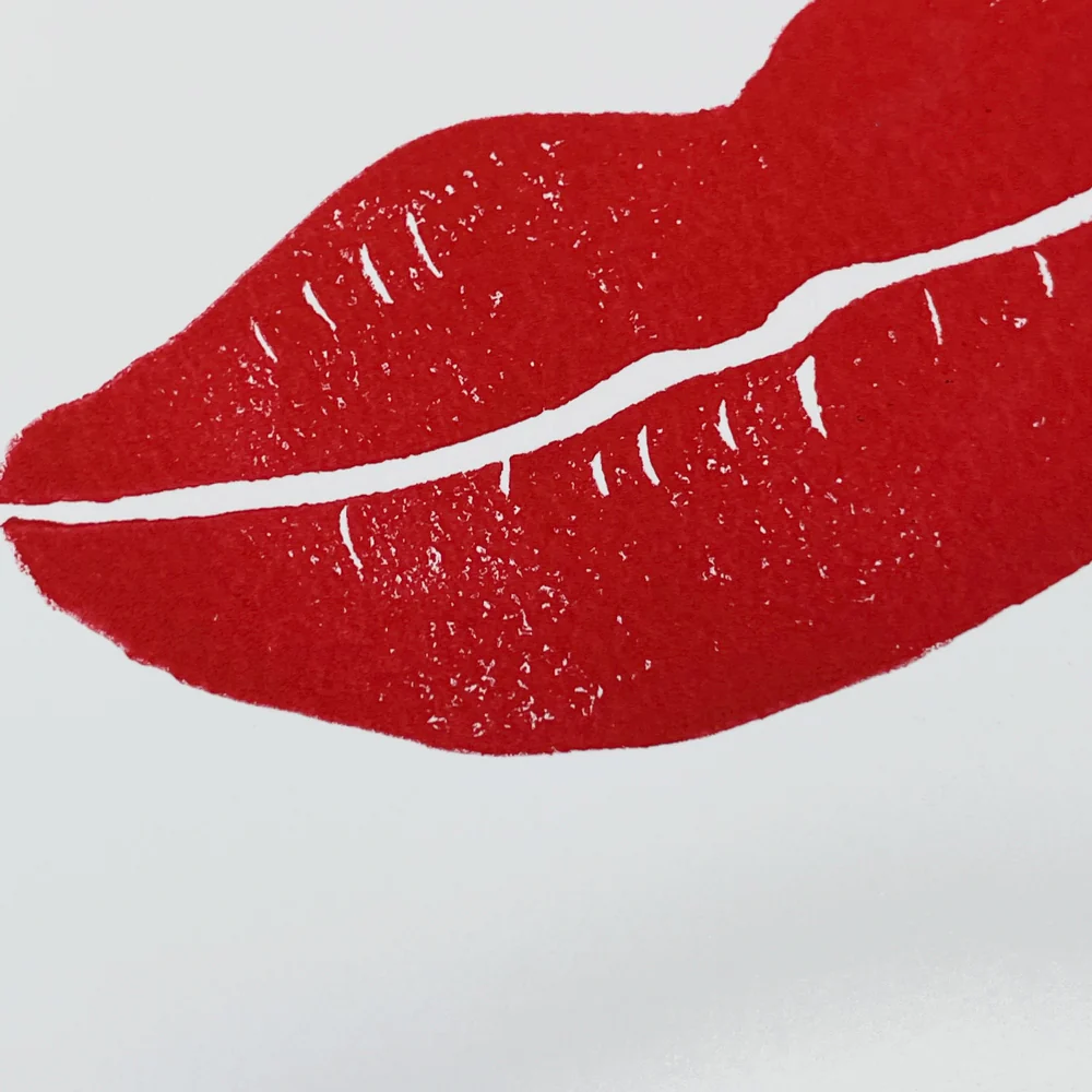 Block Printed Large Lips Folded Card - Image 2