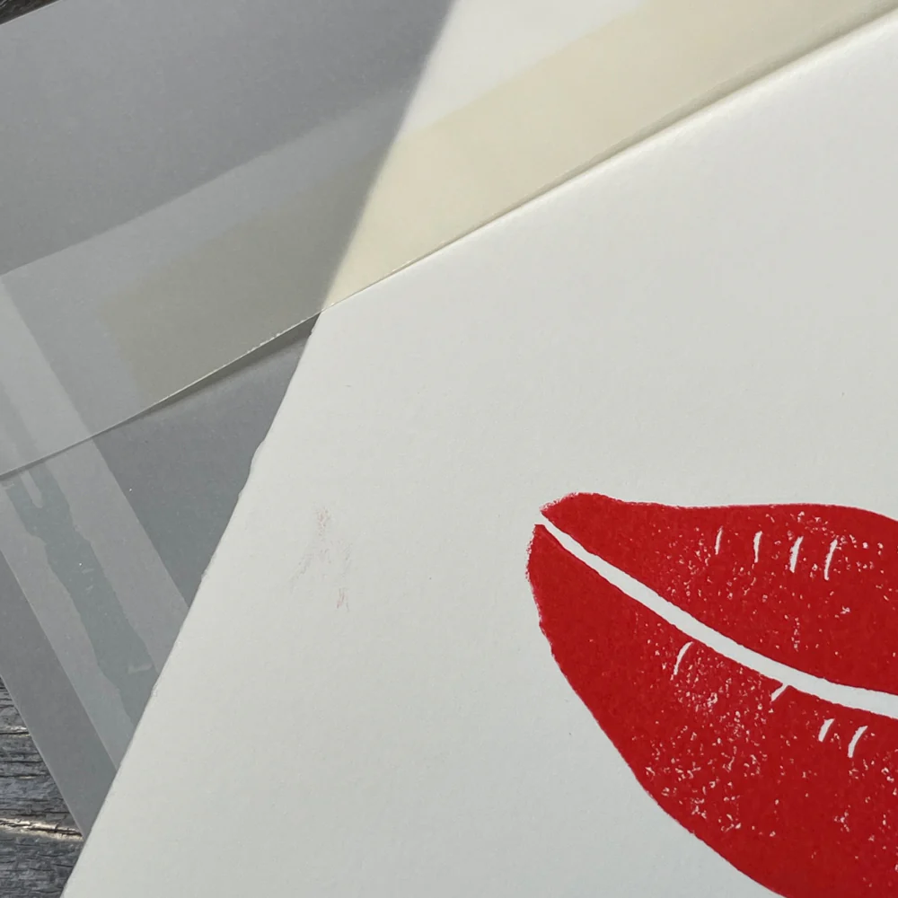 Block Printed Large Lips Folded Card - Image 4