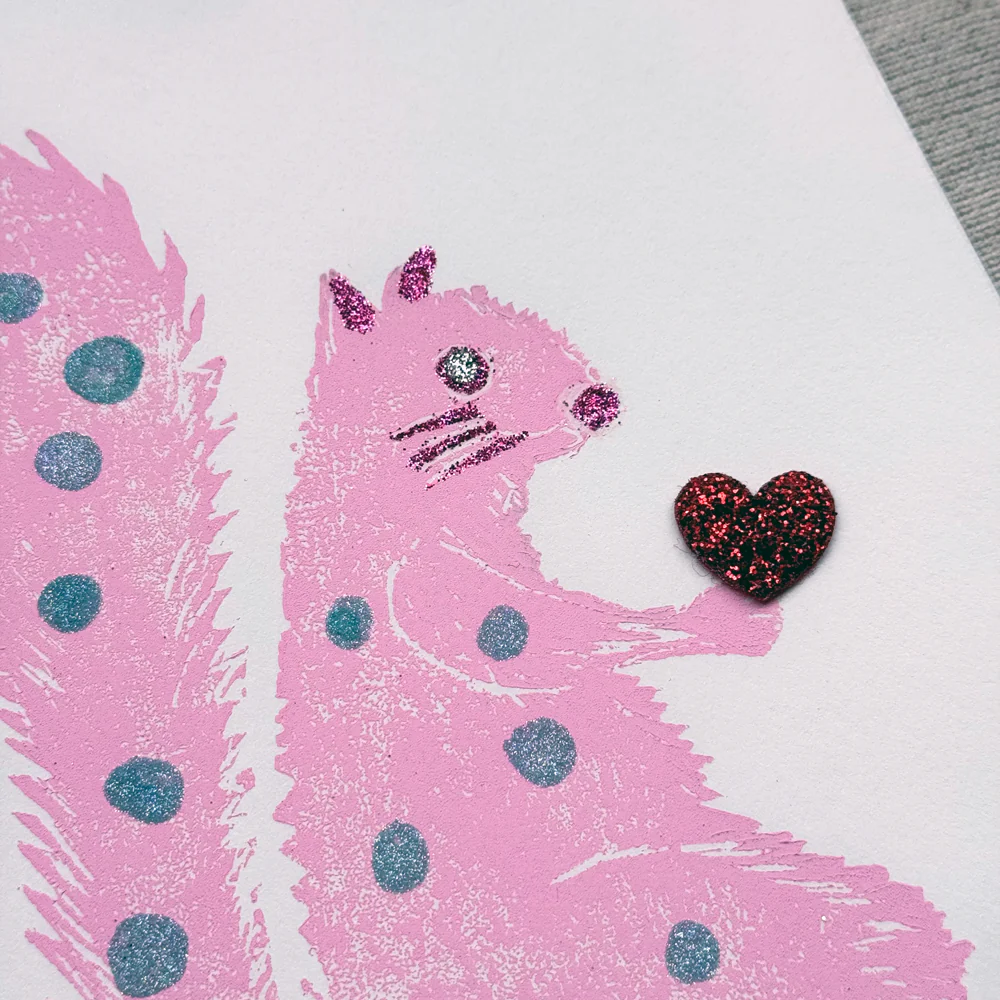 Block Printed Pinkie the Girl Folded Card - Image 2
