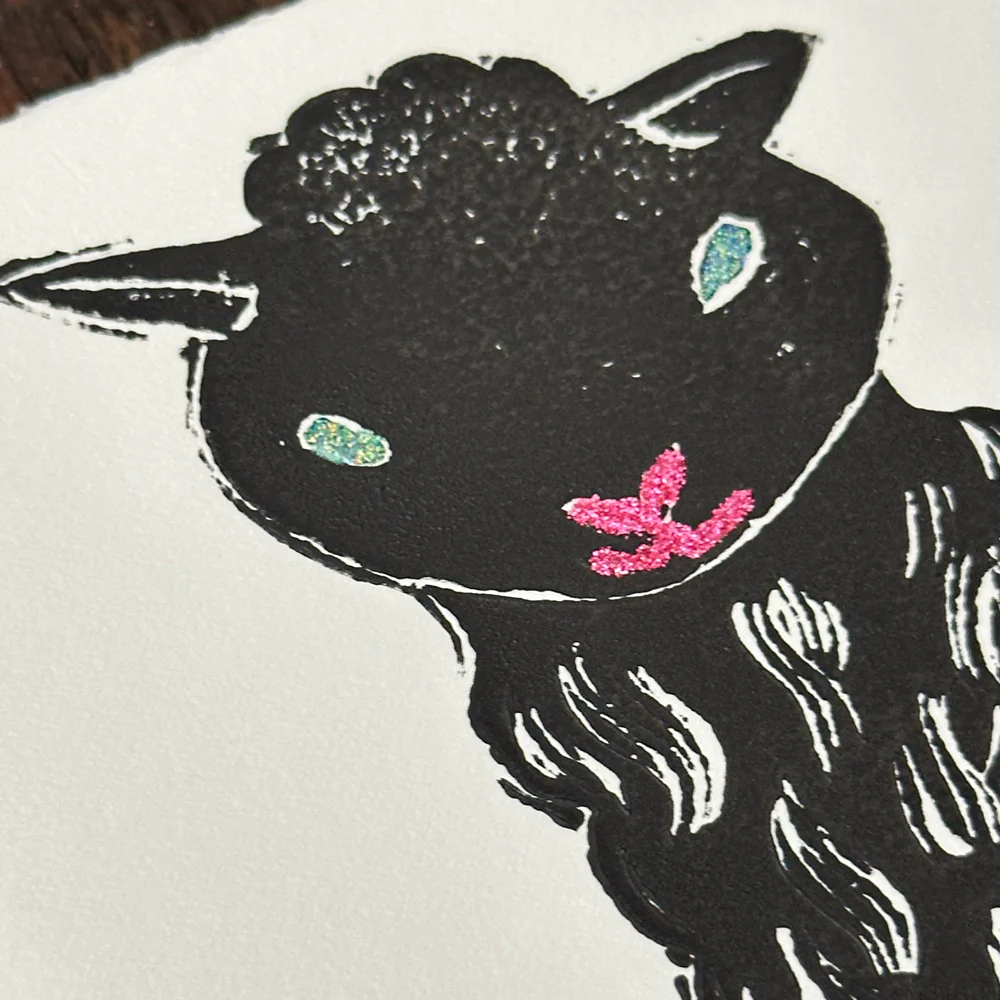 Block Printed Lamb Folded Card - Image 2