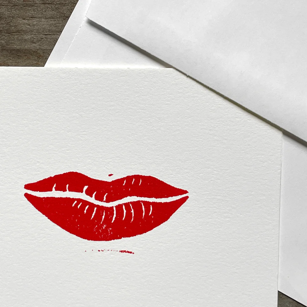 Block Printed Small Lips Folded Card - Image 2