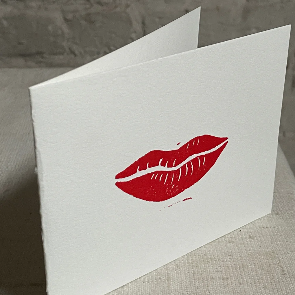 Block Printed Small Lips Folded Card - Image 3