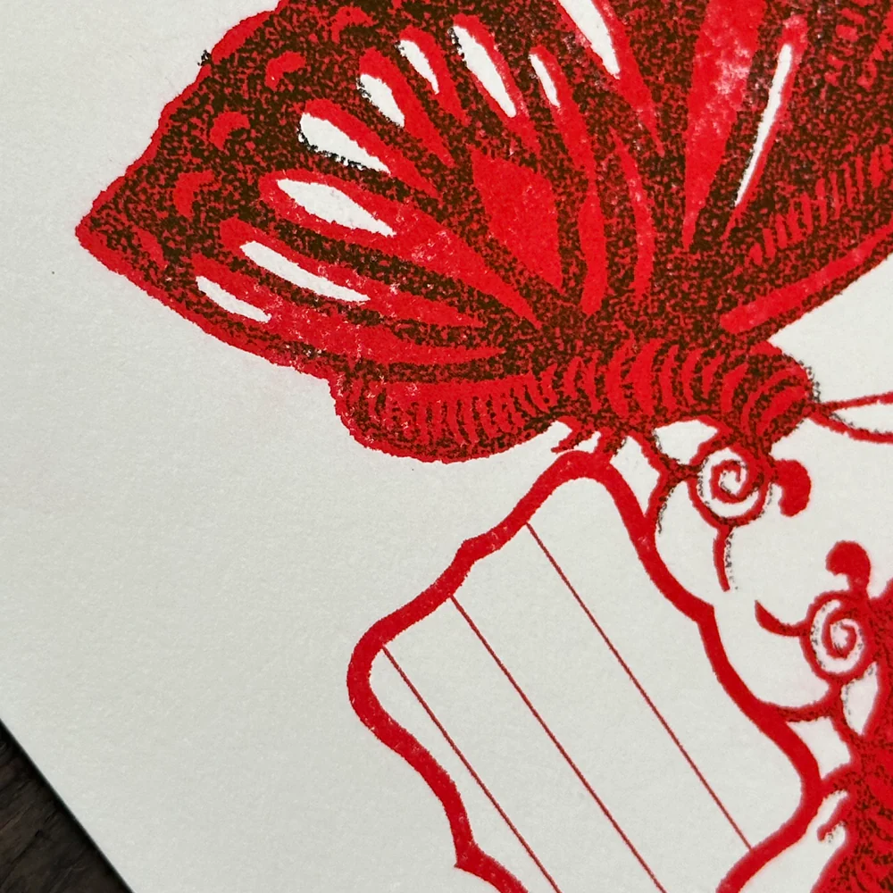 Block Printed Two Butterflies Folded Card - Image 2