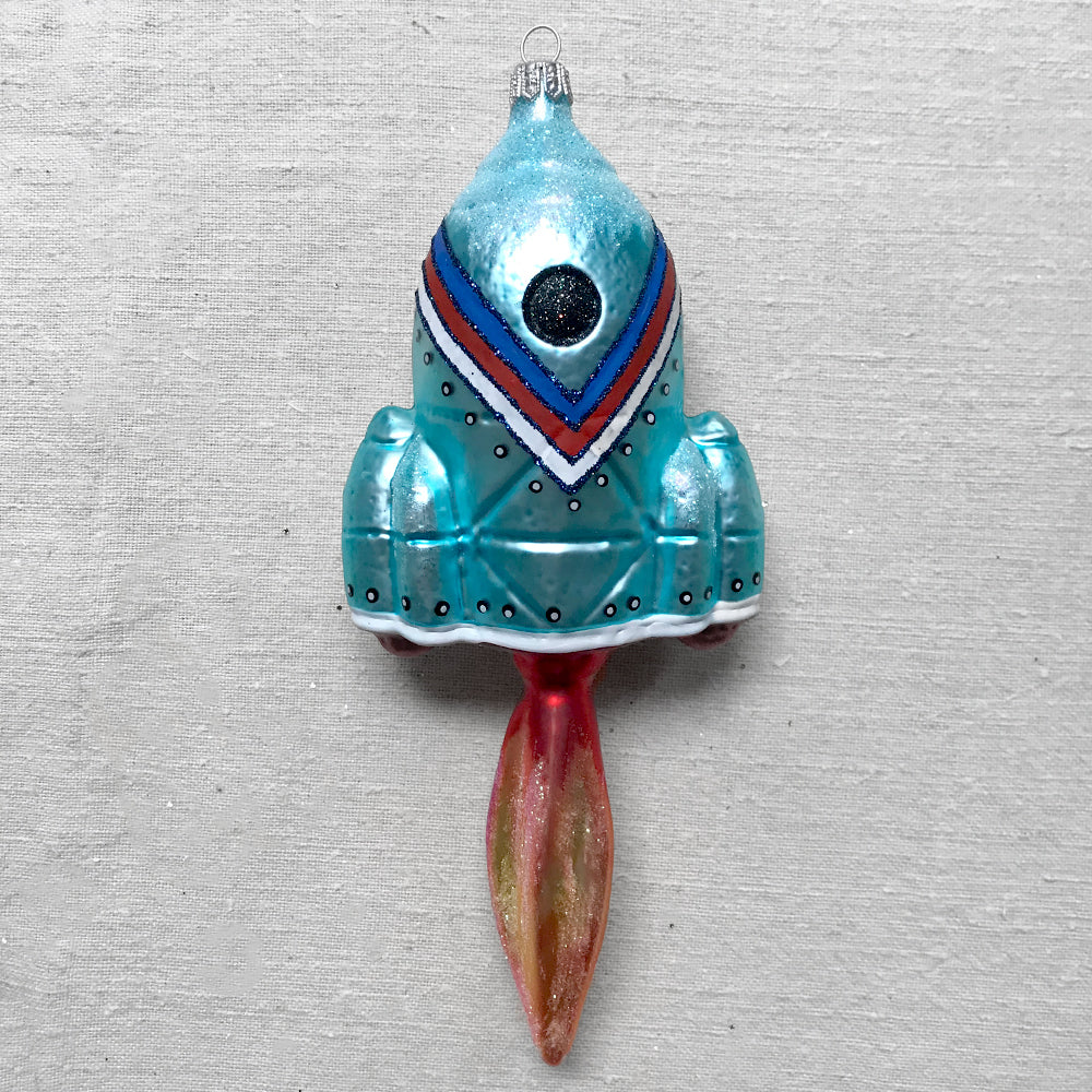 Blue Space Rocket Ornament - Image 2